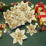 Alupssuc 24PCS 6"& 9 Inch Large Gold Artificial Poinsettia Christmas Flowers .... Fixed Price $18.42.