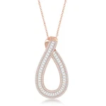 Sterling Silver Rose Gp White Baguette Cz Pear Shaped Necklace. Fixed Price $189.13.