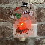 6.5 Inch Snowmen Couple Night Light With Holly Flicker Bulb Toasting Mores. Fixed Price $16.50.