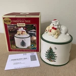 Spode Christmas Tree Puppy Candy Jar With New Box Holiday Decor Porcelain. Fixed Price $28.79.