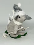 Macys Holiday Lane Cozy Christmas Gray Skiing Mouse Ornament Fabric Set Of 3 New. Fixed Price $12.74.