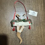Vtg Kurt Adler Cat Ornament Dangling Legs 5 Resin Jingle Bells Nwt. Fixed Price $14.99.