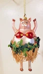 Bestpysanky Jubilant Pig Dancing Bra Blown Hula Glass Christmas Ornament. Fixed Price $10.99.