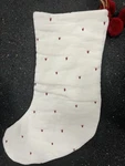 Hearth & Hand Magnolia Embroider Red Stars Christmas Stocking Pom White. Fixed Price $19.00.