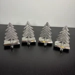 Crate & Barrel Lot 4 Silver Tone Metal Christmas Tree Stocking Hangers/holders. Fixed Price $59.25.