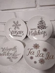 Nwt American Atelier 4PC Christmas Holiday Porcelain Canape Plates 6". Fixed Price $15.00.