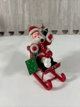 Kurt Adler Wooden Santa On Red Sleigh Ornament Hand Painted Christmas Decor. Fixed Price $14.84.