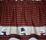 Snowman Valance Tiers Table Runner Country Primitive Winter Curtains. Fixed Price $24.99.