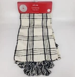 Tree Skirt 48" Plaid Yarn Woven Stocking Ivory/black Xmas Holiday At Home Cotton. Fixed Price $32.99.