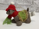 Creative Co-op Dog Christmas Tree Ornament 5" Plush Tweed Puppy Animal Rare Htf. Fixed Price $24.99.