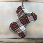 Pottery Barn Stewart Plaid Bone Pet Christmas Stocking Monogrammed Torn Read. Fixed Price $21.95.
