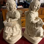 Alexander Backer Chalkware Bookends Girl Holding Basket Of Flowers. Fixed Price $40.00.