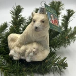 Polar Bear With Cub Blown Glass Christmas Ornament By Old World. Fixed Price $24.99.