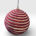 5" Red Oversized Jute & Chenille Yarn Coiled Ball Christmas Ornament Sullivans. Fixed Price $8.00.