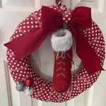 Winter Snow Ice Skating Hand Crafted 14 Inch Front Wreath Indoor Decor Red. Fixed Price $45.00.