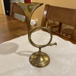 Vintage Solid Brass French Horn Candle Holder Made By Hosley 1992.. Fixed Price $25.00.