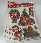 Vintage Christmas Window Color Clings Teddy Bears 1996 Static Decoration. Fixed Price $18.99.