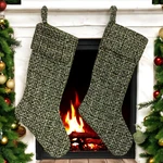 New Lot 2 X National Tree Co. Christmas Stockings Green Boucle Tweed Hgtv Home. Fixed Price $29.24.