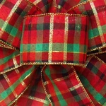 Wired Holiday Plaid Christmas Ribbon - 2.5IN X 10YARDS Green Black Gold. Fixed Price $9.69.