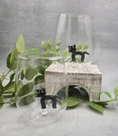 2 Anthropologie Black Kitty Eerie Stemless Wine Glasses Nib. Fixed Price $65.00.