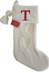 St. Nicholas Square 21 Inch White Knitted Initial Monogram Christmas Stocking. Fixed Price $19.95.