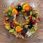 Martha Stewart Collection Harvest Gilded Velvet Pumpkin Artificial Fall Wreath. Fixed Price $44.00.