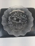 Mikasa Silent Night Round Glass Dish Serving Platter Christmas Santa. Fixed Price $14.00.
