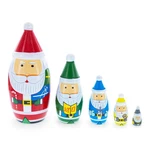 Set Of Multicolor Santa With Gifts Wooden Nesting Dolls 5.5 Inches. Fixed Price $22.58.