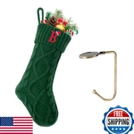 Vrfashion Letter Embroidered Christmas Stocking - 18" Knitted Xmas Decor. Fixed Price $24.05.
