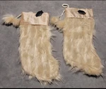 (2) Holiday Time Furry Plush Christmas Stocking Poms Ivory Beige New W/tag. Fixed Price $22.75.