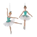6.5" Turquoise Ballerinas Set Of Holiday Ornament Christmas Kurt Adler E0662. Fixed Price $32.24.
