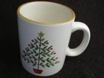 Pier 1 Oh Tannenbaum Hand-painted Coffee Mug Cup Christmas Tree. Fixed Price $6.99.