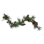 Northlight 6' Leaves, Berry Pine Needle Artificial Christmas Garland - Unlit. Fixed Price $44.09.