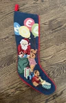 Peking Handicraft Noel Santa Balloons Needlepoint Christmas Stocking New 1991. Fixed Price $24.99.