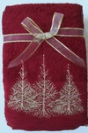 Glitz+glimmer Burgundy/dark Holiday Hand Towels 2PCS Gold Embroidered Trees. Fixed Price $14.50.