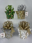 Nwt Raz Imports (1) 5" Glittered Present Christmas Decoration/ornament, Gold Bow. Fixed Price $12.00.
