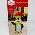 Holiday Time Christmas Penguin 3.5 Ft Tall Scarf Hat Airblown Inflatable New. Fixed Price $21.05.