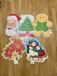 Christmas Die Cutout Decor Hanging Holiday Unique Ind Santa Snowman 15 Vtg. Fixed Price $15.10.