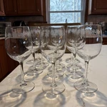 Set Of 12 Christmas/holiday Wine Glasses With Etched Snowflakes. Fixed Price $35.00.