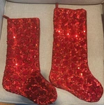 2 Kim Seybert Heavily Beaded Red Sequin Christmas Stocking 18 New. Fixed Price $80.00.