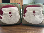Set Of 2 Holiday Textured Throw Pillows Santa Claus Design Country Core. Fixed Price $8.40.
