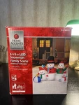 Holiday Time Snowman Family Airblown Inflatable Indoor/outdoor Lights Up. Fixed Price $50.00.