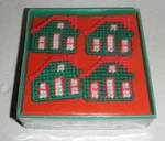 Vintage Set Of 4 Plastic Canvas Cross Stitch Christmas Napkin Rings House Shaped. Fixed Price $5.99.