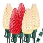 Brizled Red & Warm White C9 Christmas Lights, 33FT 50 Faceted Outdoor Chr.... Fixed Price $36.16.