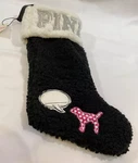 Victorias Secret Pink Christmas Stocking Black Sherpa 2018 Limited Edition Nwt. Fixed Price $14.99.