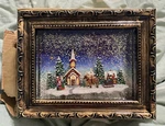 9.5" Town Scene Lighted Water Picture Frame Christmas 3940517 Raz Imports (read). Fixed Price $45.00.