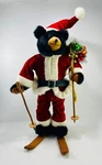 Raz Imports Black Bear Santa W/ Wooden Skis Plush Figure Christmas 19". Fixed Price $52.00.