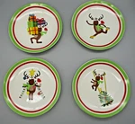 Promotional Alliance Set Of 4 Christmas Reindeer 6" Dessert Appetizer Plates. Fixed Price $19.99.