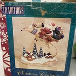 Traditions Christmas Centerpiece Holiday Decoration Santa Flying Over Village. Fixed Price $99.00.