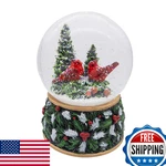 Kurt Adler 100MM Musical Wind-up Christmas Tree With Cardinals Water Globe. Fixed Price $57.19.